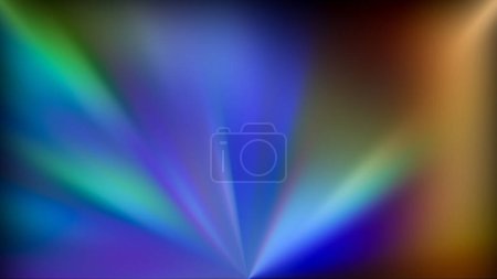 Photo for Defocused rays. Color beam glow. Crystal reflection. Blur bright blue green golden gradient neon light radiance smooth texture abstract background with copy space. - Royalty Free Image