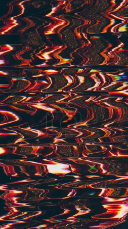 Photo for Glitch distortion. Twisted pattern. Signal error. Colorful red white interference zigzag lines texture on black background. - Royalty Free Image