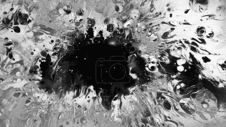 Photo for Water stains. Black oil splash. Dark wet spots floating dirty splatters paint spreading liquid floating abstract illustration. - Royalty Free Image