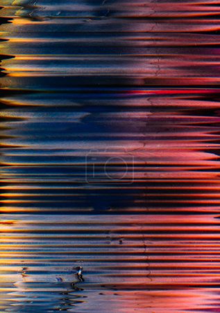 Photo for Gradient noise. Glitch distortion. Old film. Digital background with blue red yellow smearing zigzag lines interference frequency display. - Royalty Free Image