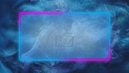 Photo for Glowing frame. Color smoke. Cold steam. Blue pink neon light rectangle geometric border mist cloud abstract background with copy space. - Royalty Free Image