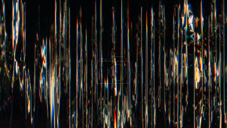 Photo for Glitch distortion. Signal error. Abstract background. Black scratched surface with colorful blurred glowing light flare lines pattern overlay. - Royalty Free Image