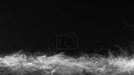 Photo for Smoke cloud. Smog wave. Night fog. Blur white transparent vapor exhaust spreading on dark black copy space abstract background. - Royalty Free Image