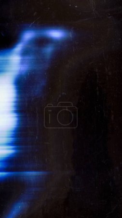 Photo for Light glow. Overlay design. Abstract background. Dark black background with neon blue smoky blurred smearing pattern free space. - Royalty Free Image