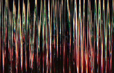 Photo for Vhs noise. Old film. Signal distortion. Glitch background with red green glowing zigzag lines interference frequency texture. - Royalty Free Image