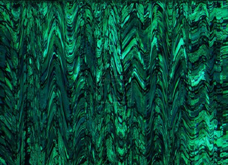 Foto de Color glitch fondo. Ruido estático. Error de señal. Verde cian azul negro ondas difusas textura arte abstracto ilustración cartel con espacio libre. - Imagen libre de derechos