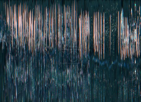 Photo for Static noise texture. Glitch overlay. Analog distortion. Pink blue color fuzzy lines artifacts on dark black illustration abstract free space background. - Royalty Free Image