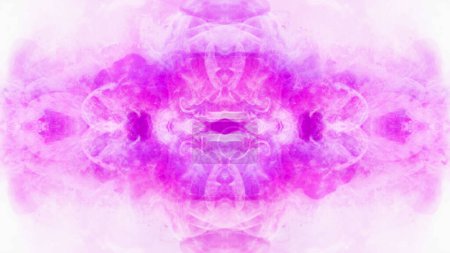 Foto de Fondo abstracto creativo. Caleidoscopio de fantasía. Neón rosa púrpura humo hipnótico espiritual pintura etérea mezcla arte dinámico aislado en blanco. - Imagen libre de derechos