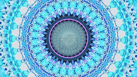 Foto de Círculo de mandala. Caleidoscopio de diseño. Tinta de color rosa azul cian forma redonda simétrica patrón geométrico creativo arte abstracto ilustración fondo. - Imagen libre de derechos