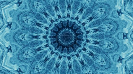 Téléchargez les photos : Peindre le mandala. Ornement Kaléidoscope. Bleu couleur glace texture symétrique fractale conception sur lumière copier espace art illustration abstrait fond. - en image libre de droit
