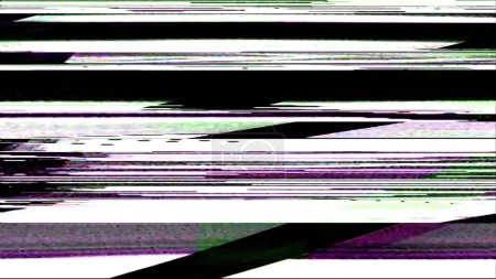 Photo for VHS glitch. Analog noise. Tape rewind. Purple white black color static lines distortion artifacts texture abstract free space illustration background. - Royalty Free Image