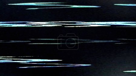 Photo for Glitch texture. Analog noise overlay. Frequency defect. Blue white color static distortion grain lines on dark black abstract free space illustration background. - Royalty Free Image