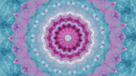 Foto de Caleidoscopio de fondo. Mandala étnico. Pastel rosa azul color brillante redondo simétrico ornamento abstracto espacio libre ilustración de arte. - Imagen libre de derechos