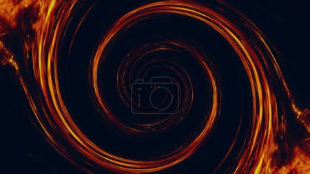 Photo for Fire spiral. Glowing vortex. Galaxy portal. Shiny orange red color burning flame sparks swirl on dark black abstract free space illustration background. - Royalty Free Image