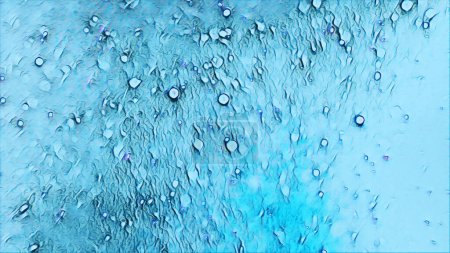 Photo for Water drops texture abstract artwork. Liquid crystal. Blue color bubbles ripple drip pattern art illustration free space background. - Royalty Free Image