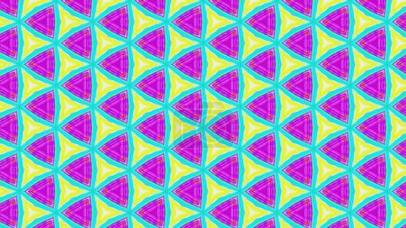 Foto de Patrón geométrico fondo colorido. Neón rosa cian azul amarillo color brillante triángulo motivo abstracto mosaico simétrico diseño arte ilustración. - Imagen libre de derechos