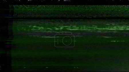 Photo for Glitch overlay. Noise texture. Analog distortion. Green color static old TV grain artifacts on dark black abstract free space illustration background. - Royalty Free Image
