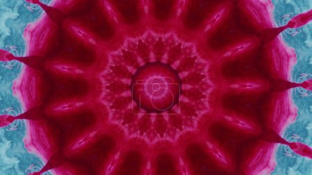 Téléchargez les photos : Conception de Kaléidoscope. Des éclaboussures d'encre. Peinture bleue de couleur rose dans l'eau cadre mandala rond ornement symétrique illustration abstraite espace libre fond. - en image libre de droit