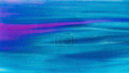 Photo for Glitter texture abstract background. Holographic wave. Neon blue pink color gradient shiny shimmering paint grain particles art design with free space. - Royalty Free Image