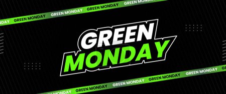 Téléchargez les illustrations : Conception de bannière lundi vert pour la promotion au détail - en licence libre de droit