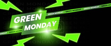 Illustration for Green Monday banner design for retail promotion - Royalty Free Image