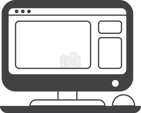 Ilustración de Ordenadores de sobremesa e ilustración de aplicaciones con un estilo mínimo aislado sobre fondo - Imagen libre de derechos