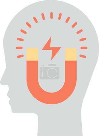 Illustration for Human head and magnet illustration in minimal style isolated on background - Royalty Free Image