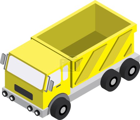 Ilustración de Ilustración de remolque de camión amarillo en estilo isométrico 3D aislado sobre fondo - Imagen libre de derechos