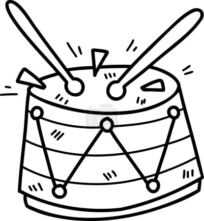 Téléchargez les illustrations : Illustration de partie de tambour dessinée à la main isolée sur fond - en licence libre de droit