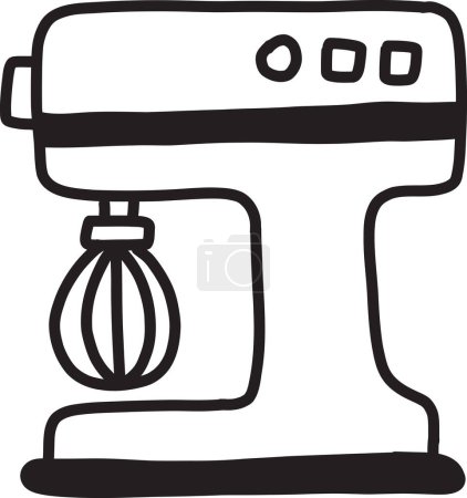 Illustration for Hand Drawn Whisks of mixer whip cream machine illustration isolated on background - Royalty Free Image