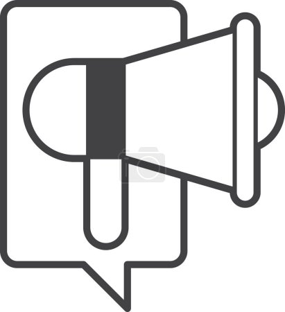 Téléchargez les illustrations : Boîte de message et illustration de mégaphone dans un style minimal isolé sur fond - en licence libre de droit