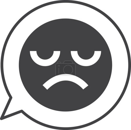 Illustration for Sad face emoji on text box illustration in minimal style isolated on background - Royalty Free Image