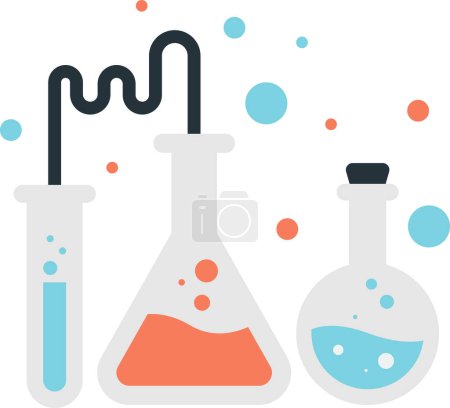 Illustration for Chemical experiments and test tubes illustration in minimal style isolated on background - Royalty Free Image