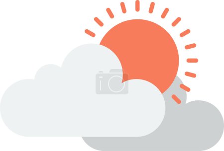 Illustration for Sun and clouds illustration in minimal style isolated on background - Royalty Free Image