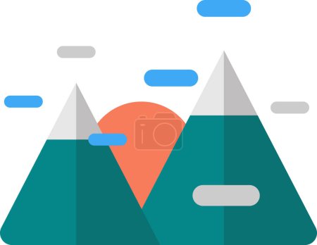 Illustration for Mountains and sun illustration in minimal style isolated on background - Royalty Free Image