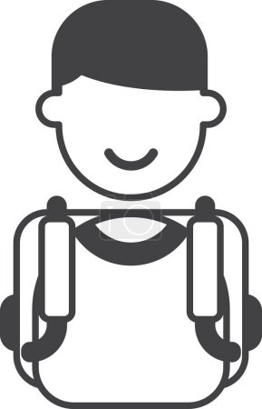Illustration for Boy carrying a bag illustration in minimal style isolated on background - Royalty Free Image