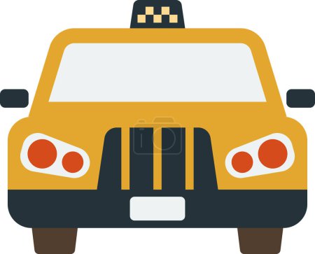 Ilustración de Taxi desde la ilustración de vista frontal en un estilo mínimo aislado en el fondo - Imagen libre de derechos