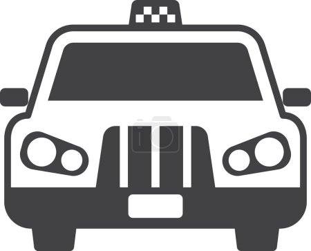 Téléchargez les illustrations : Taxi de l'illustration vue de face dans un style minimal isolé sur fond - en licence libre de droit