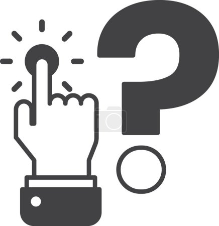 Illustration for Finger and question mark illustration in minimal style isolated on background - Royalty Free Image