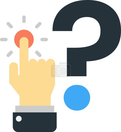 Illustration for Finger and question mark illustration in minimal style isolated on background - Royalty Free Image