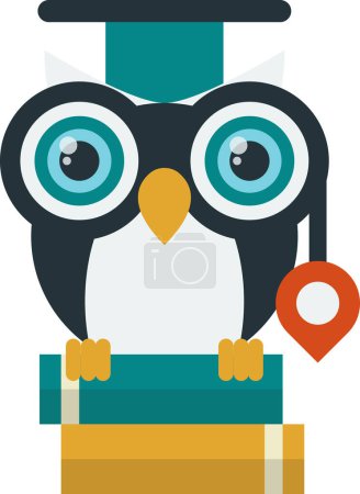 Illustration for Owl and book illustration in minimal style isolated on background - Royalty Free Image