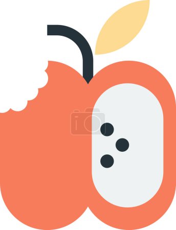 Téléchargez les illustrations : Illustration de pomme mordue dans un style minimal isolé sur fond - en licence libre de droit