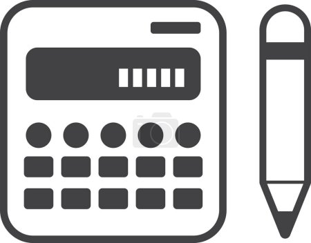 Illustration for Calculator and pencil illustration in minimal style isolated on background - Royalty Free Image