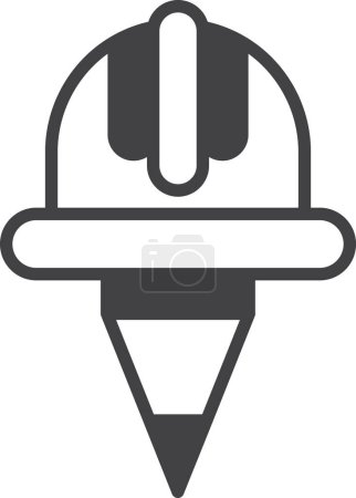 Illustration for Construction hat and pencil illustration in minimal style isolated on background - Royalty Free Image