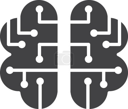 Illustration for Brain and circuit board illustration in minimal style isolated on background - Royalty Free Image