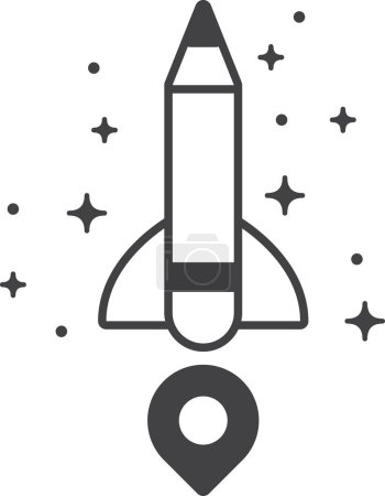 Illustration for Pencil with rocket illustration in minimal style isolated on background - Royalty Free Image
