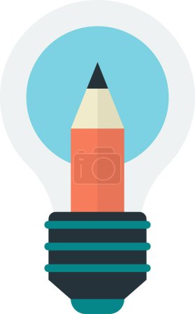 Illustration for Light bulb and pencil illustration in minimal style isolated on background - Royalty Free Image
