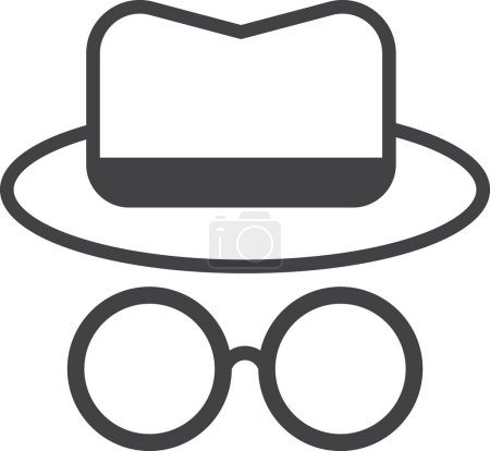 Illustration for Round glasses and top hat illustration in minimal style isolated on background - Royalty Free Image