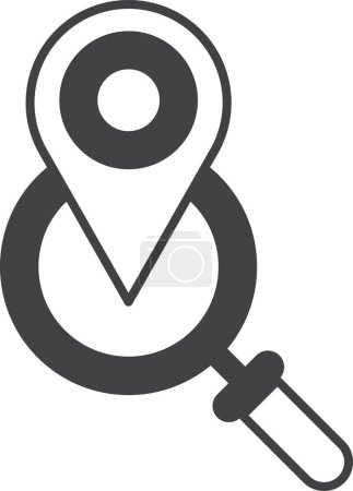 Illustration for Magnifying glass and location pin illustration in minimal style isolated on background - Royalty Free Image