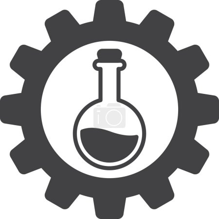 Illustration for Chemical flasks and gears illustration in minimal style isolated on background - Royalty Free Image